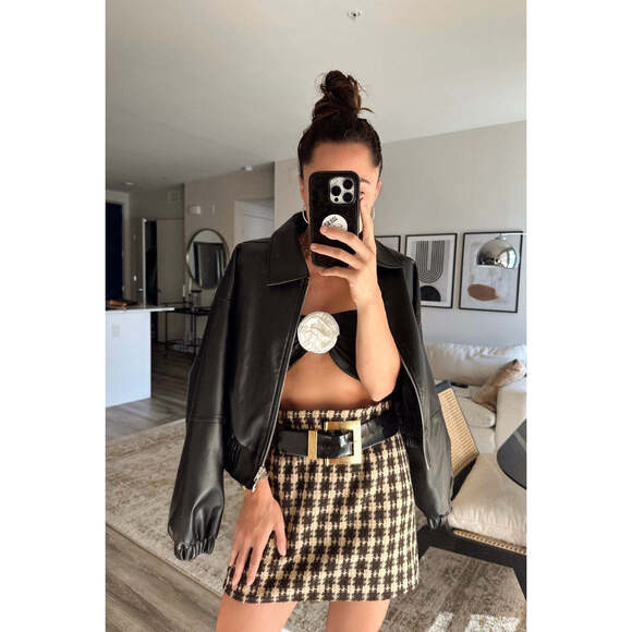 12th Tribe Dresses & Skirts - 12th Tribe Normandie Brown Plaid Mini Skirt Size MM